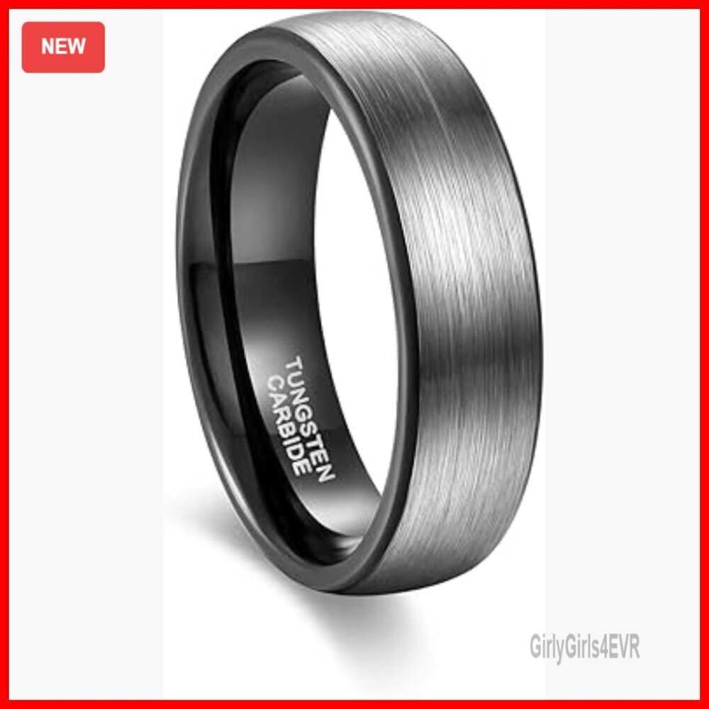 Tungsten Wedding Band Comfort Fit Size 6-13 Hypoallergenic Durable